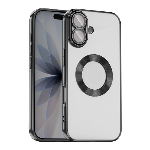 iPhone 17 Kılıf Kamera Korumalı Logo Gösteren MKST Omega Kapak - Siyah
