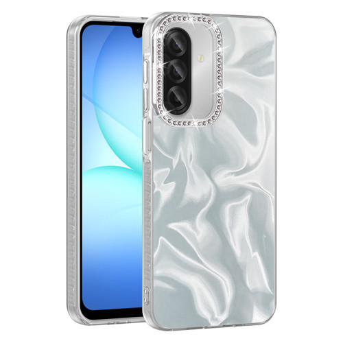 Galaxy A57 Kılıf Airbagli Parlak Taş Detay Tasarımlı MKST Esila Kapak - Beyaz