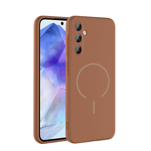Galaxy A55 Kılıf M-safe Şarj Özellikli MKST Meta Kapak - Kahverengi