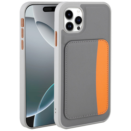 iPhone 11 Kılıf Kartlıklı MKST X-Kart Silikon Kapak - Koyu Gri