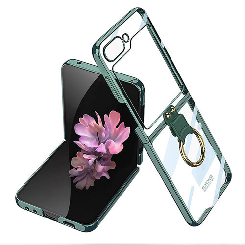 Galaxy Z Flip 6 Kılıf MKST Yüzüklü Kıpta Kapak-Koyu Yeşil