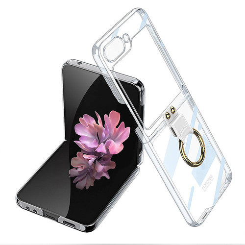Galaxy Z Flip 6 Kılıf MKST Yüzüklü Kıpta Kapak-Şeffaf