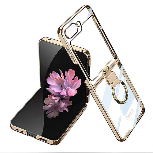 Galaxy Z Flip 6 Kılıf MKST Yüzüklü Kıpta Kapak-Gold