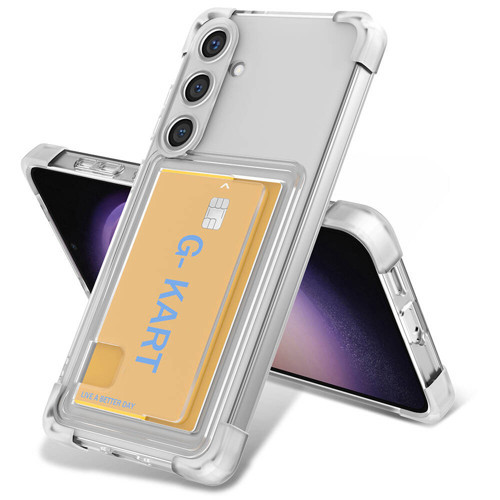 Galaxy S24 Plus Uyumlu Airbag Tasarımlı Şeffaf Kartlıklı MKST G-Kart Kılıf-Renksiz