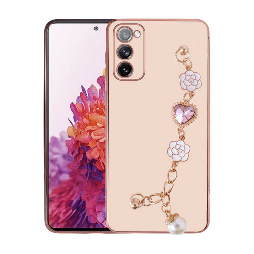 Galaxy S20 FE Uyumlu El Tutamaçlı Kamera Korumalı MKST Taka Silikon Kılıf-Pembe