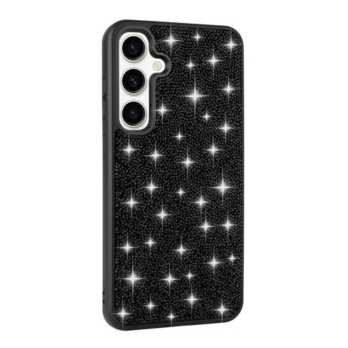 Galaxy S24 Plus Uyumlu Parlak Taşlı Tasarım Pırlanta MKST Kılıf-Siyah