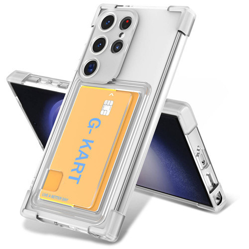 Galaxy S24 Ultra Uyumlu Airbag Tasarımlı Şeffaf Kartlıklı G-Kart MKST Kılıf-Renksiz