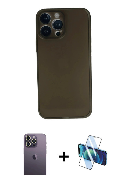 ieg™ iPhone 13 Pro Max Kılıf Yadigar Yansıma Serisi - Siyah 3D Antistatik Cam Ekran Koruyucu + Beyaz