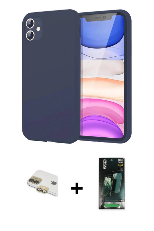 ieg™ iPhone 11 Kılıf Kozmos Yansıma Özel Seri - Şeffaf 360 Full Body Arka Koruyucu + Gold Pers Alümi