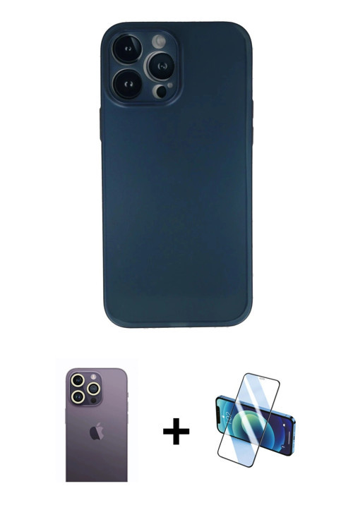 ieg™ iPhone 13 Pro Max Kılıf Yadigar Yansıma Serisi - Siyah 3D Antistatik Cam Ekran Koruyucu + Beyaz