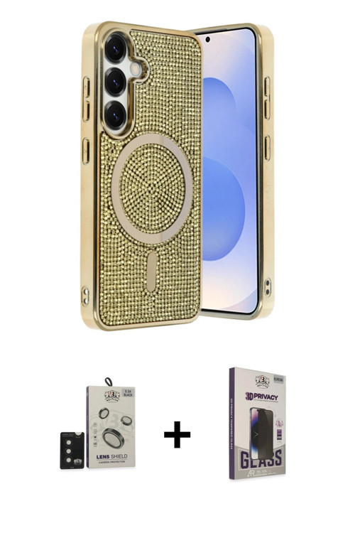 ieg™ Galaxy S24 Kılıf Eksen Çizgi - Siyah Bilvis Hayalet Cam Ekran Koruyucu + Siyah Bilvis Titan Kam