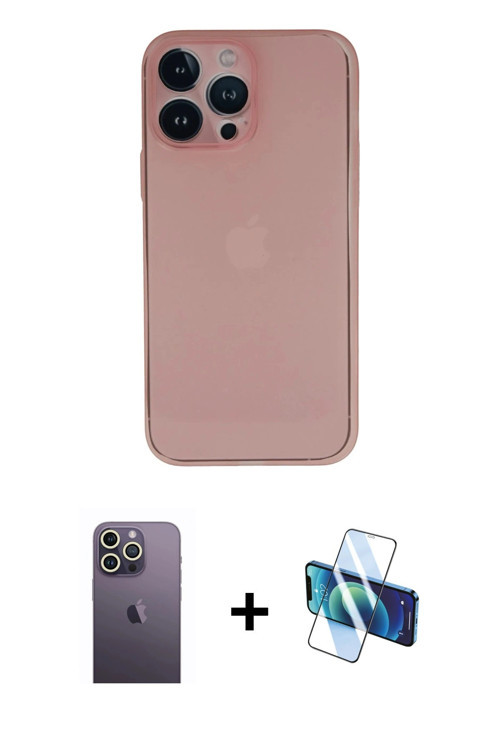 ieg™ iPhone 13 Pro Max Kılıf Yadigar Yansıma Serisi - Siyah 3D Antistatik Cam Ekran Koruyucu + Beyaz