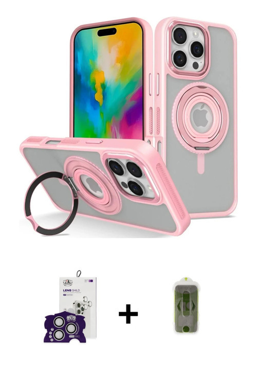 ieg™ iPhone 16 Pro Max Kılıf Nova Minimal Serisi - Siyah Joko Magic 5D Hayalet Cam + Gümüş Bilvis Ti
