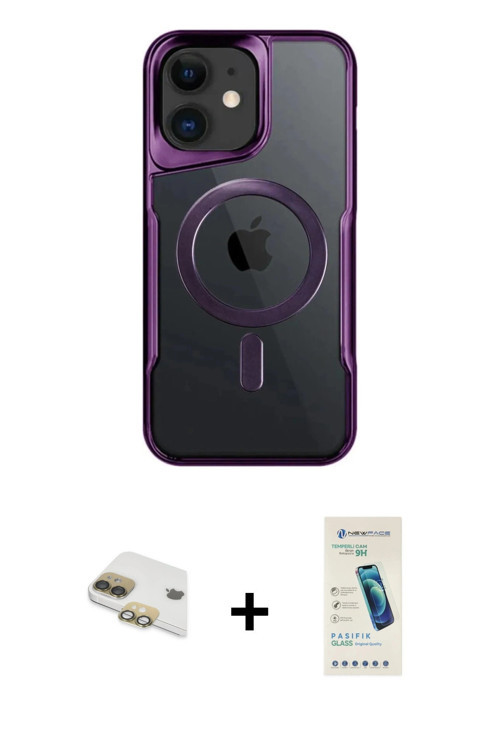 ieg™ iPhone 11 Kılıf Yadigar Klasik Özel Seri - Şeffaf Pasifik Cam Ekran Koruyucu + Gold Pers Alümin