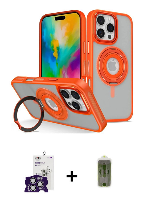 ieg™ iPhone 16 Pro Max Kılıf Nova Minimal Serisi - Siyah Joko Magic 5D Hayalet Cam + Gümüş Bilvis Ti