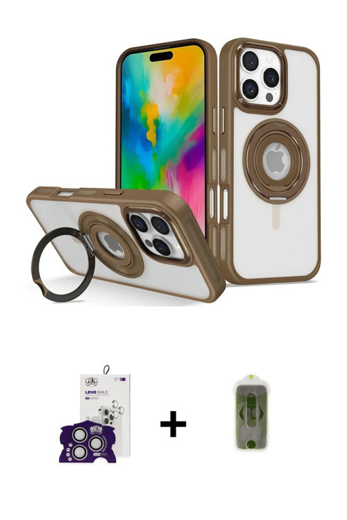 ieg™ iPhone 16 Pro Max Kılıf Nova Minimal Serisi - Siyah Joko Magic 5D Hayalet Cam + Gümüş Bilvis Ti