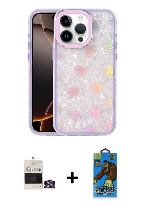 ieg™ iPhone 14 Pro Max Kılıf Odak Prime - Siyah 18D Cam Ekran Koruyucu + Gümüş Bilvis Titan Kamera L