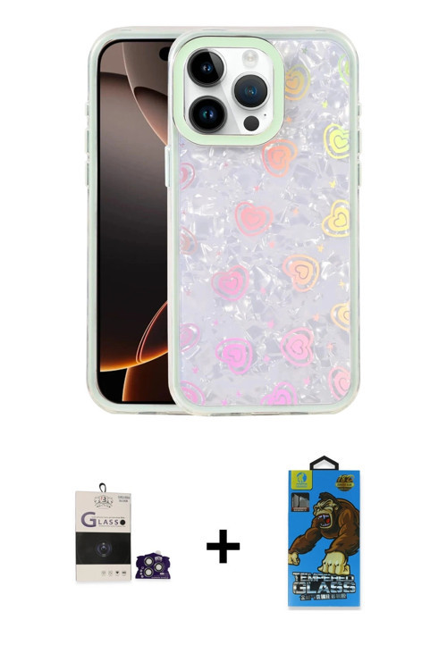 ieg™ iPhone 14 Pro Max Kılıf Odak Prime - Siyah 18D Cam Ekran Koruyucu + Gümüş Bilvis Titan Kamera L