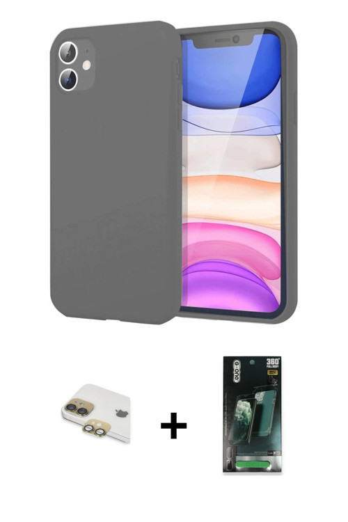 ieg™ iPhone 11 Kılıf Kozmos Yansıma Özel Seri - Şeffaf 360 Full Body Arka Koruyucu + Gold Pers Alümi