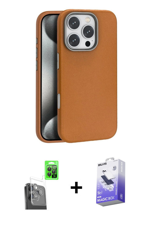 ieg™ iPhone 16 Pro Max Kılıf Zirve Modern Prime - Siyah Bilvis 5in1 5D Magic Hayalet Cam Ekran Koruy