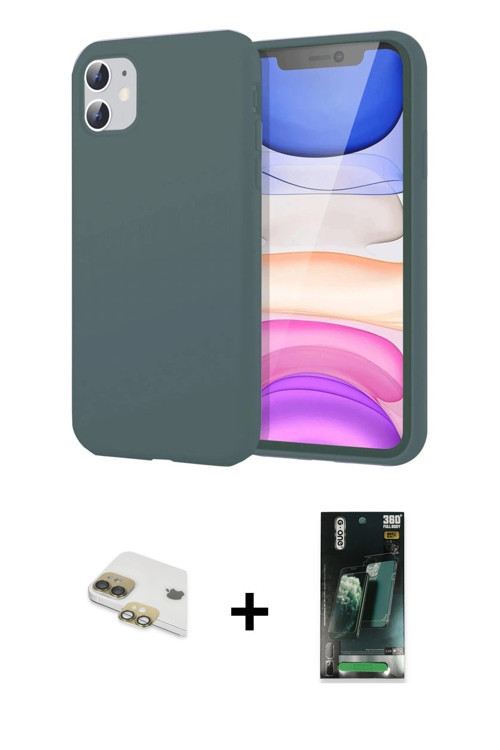 ieg™ iPhone 11 Kılıf Kozmos Yansıma Özel Seri - Şeffaf 360 Full Body Arka Koruyucu + Gold Pers Alümi