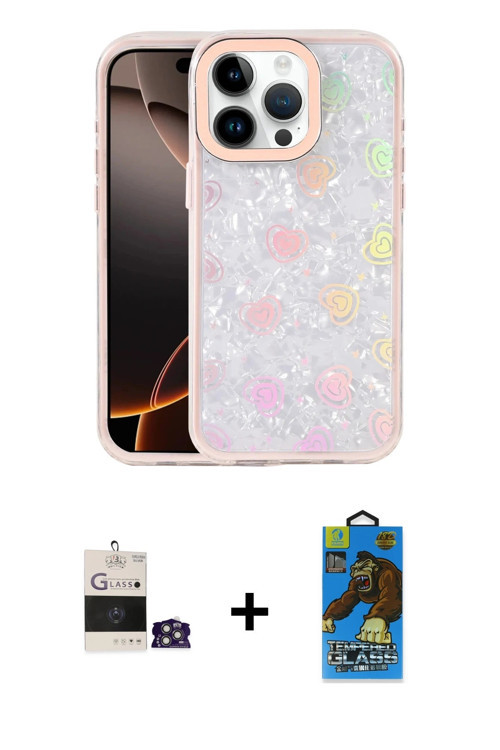 ieg™ iPhone 14 Pro Max Kılıf Odak Prime - Siyah 18D Cam Ekran Koruyucu + Gümüş Bilvis Titan Kamera L
