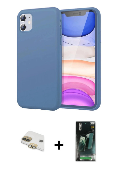 ieg™ iPhone 11 Kılıf Kozmos Yansıma Özel Seri - Şeffaf 360 Full Body Arka Koruyucu + Gold Pers Alümi
