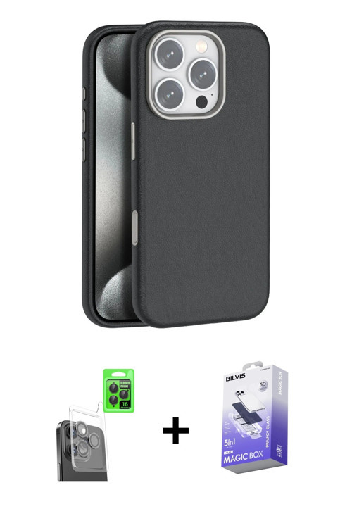 ieg™ iPhone 16 Pro Max Kılıf Zirve Modern Prime - Siyah Bilvis 5in1 5D Magic Hayalet Cam Ekran Koruy
