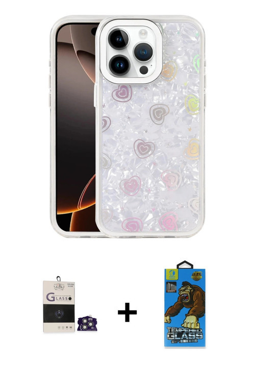 ieg™ iPhone 14 Pro Max Kılıf Odak Prime - Siyah 18D Cam Ekran Koruyucu + Gümüş Bilvis Titan Kamera L
