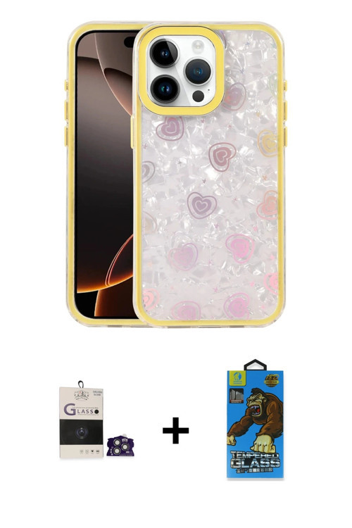 ieg™ iPhone 14 Pro Max Kılıf Odak Prime - Siyah 18D Cam Ekran Koruyucu + Gümüş Bilvis Titan Kamera L