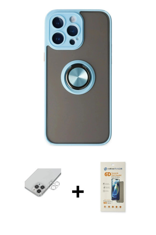ieg™ iPhone 14 Pro Max Kılıf Yörünge Çizgi - Siyah 6D Mat Seramik Hayalet Nano Ekran Koruyucu + Gümü