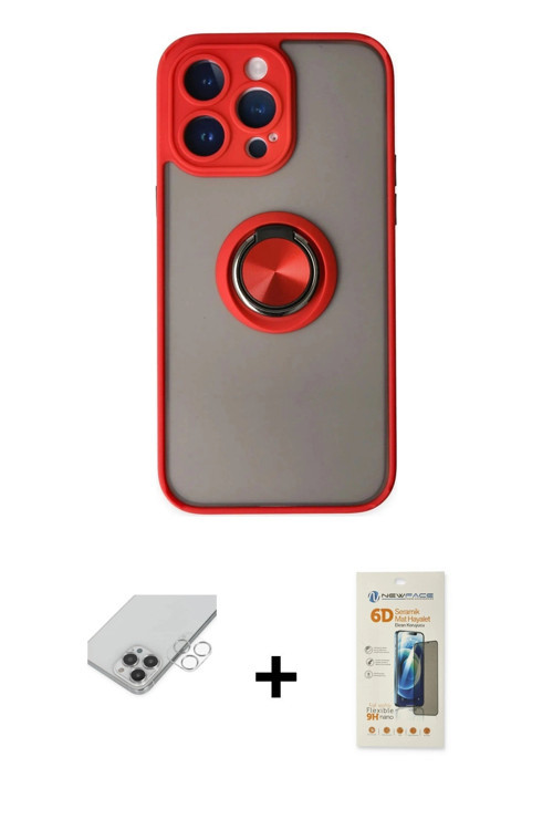 ieg™ iPhone 14 Pro Max Kılıf Yörünge Çizgi - Siyah 6D Mat Seramik Hayalet Nano Ekran Koruyucu + Gümü