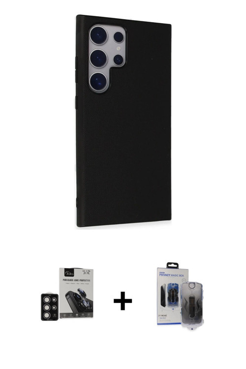 ieg™ Galaxy S24 Ultra Kılıf Akış Asil Koleksiyonu - Siyah Vanessa Magic Hayalet Cam + Derin Mor PVD