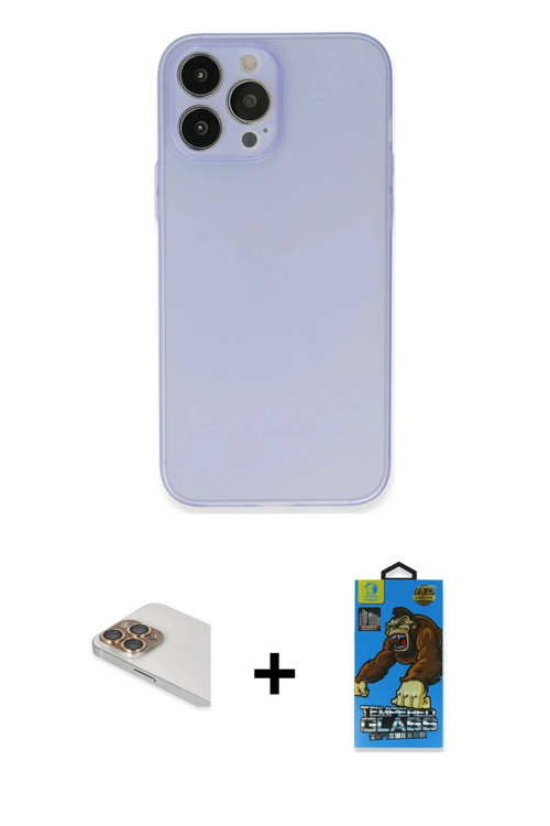 ieg™ iPhone 13 Pro Max Kılıf Atlas Minimal Prime - Siyah 18D Cam Ekran Koruyucu + Gold Pers Alüminyu