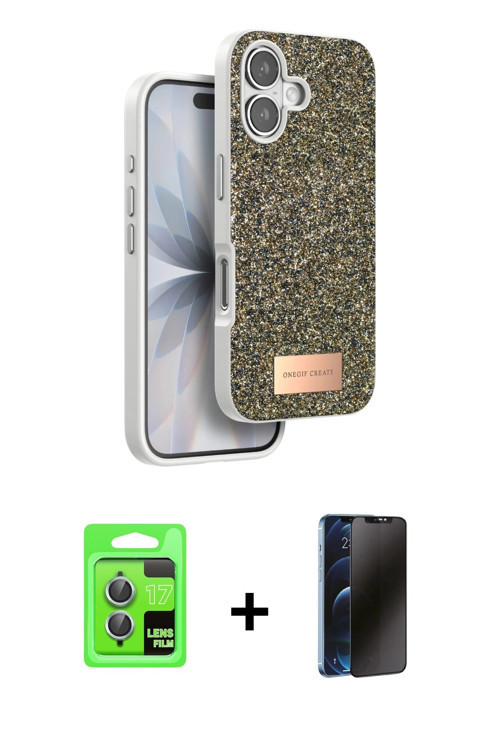 ieg™ iPhone 17 Kılıf Vadi Klasik Serisi - Siyah 3D Antistatik Hayalet Cam Ekran Koruyucu + Açık Mavi