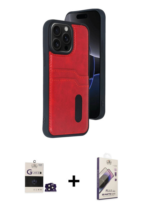 ieg™ iPhone 14 Pro Max Kılıf Yörünge Işık Serisi - Siyah Bilvis 3D Mat Cam Ekran Koruyucu + Derin Mo