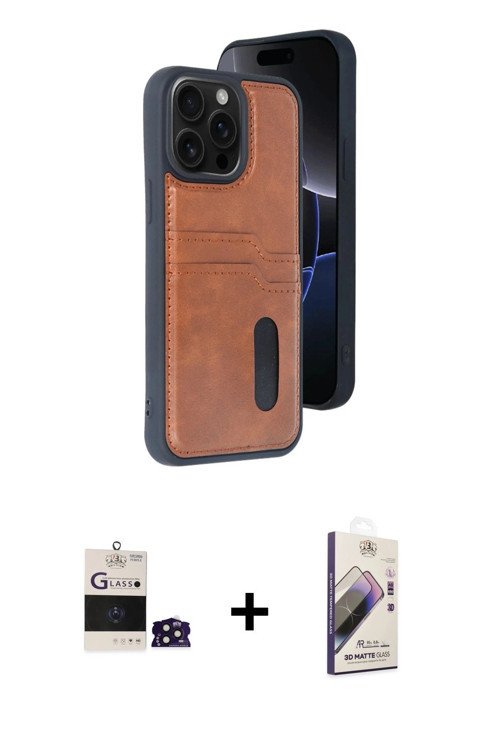 ieg™ iPhone 14 Pro Max Kılıf Yörünge Işık Serisi - Siyah Bilvis 3D Mat Cam Ekran Koruyucu + Derin Mo