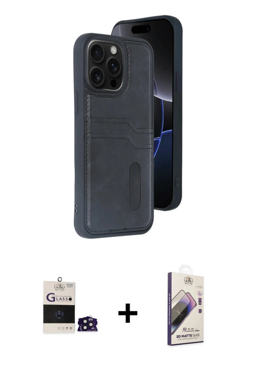 ieg™ iPhone 14 Pro Max Kılıf Yörünge Işık Serisi - Siyah Bilvis 3D Mat Cam Ekran Koruyucu + Derin Mo