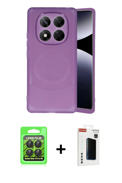 ieg™ Redmi Note 14 Pro 4G Kılıf Ufuk Serisi - Şeffaf Hayalet Polymer Nano Ekran Koruyucu + Siyah Raz