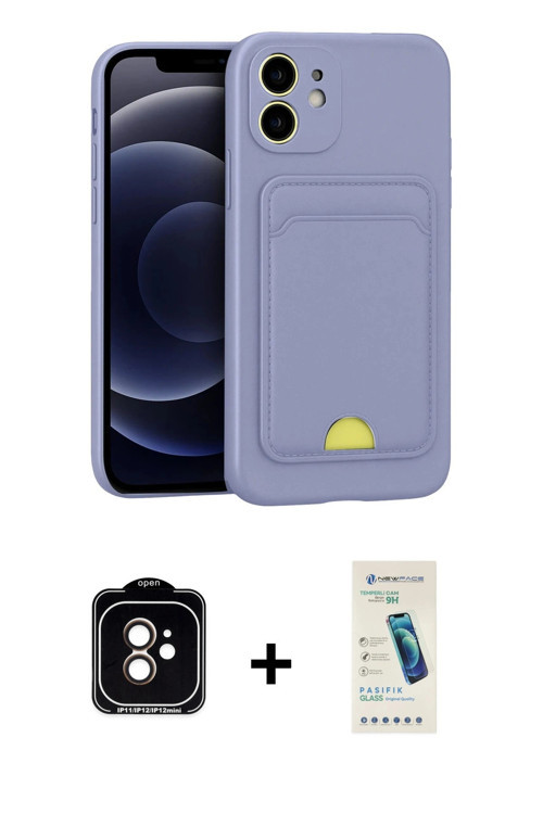 ieg™ iPhone 11 Kılıf Vadi Çizgi Prime - Şeffaf Pasifik Cam Ekran Koruyucu + Turuncu PVD Metal Kamera