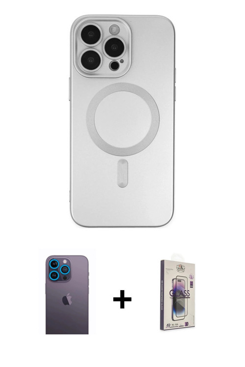 ieg™ iPhone 13 Pro Max Kılıf Akış Minimal Özel Seri - Siyah Bilvis 3D Cam Ekran Koruyucu + Mavi Neon