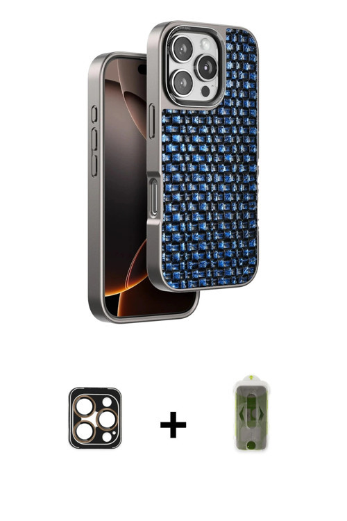 ieg™ iPhone 16 Pro Max Kılıf Siluet Form Serisi - Siyah Joko Magic 5D Hayalet Cam + Gold PVD Metal K