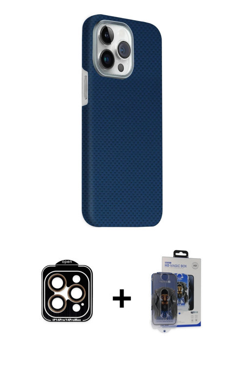 ieg™ iPhone 15 Pro Max Kılıf Kozmos Klasik Prime - Siyah Vanessa Magic Cam + Turuncu PVD Metal Kamer