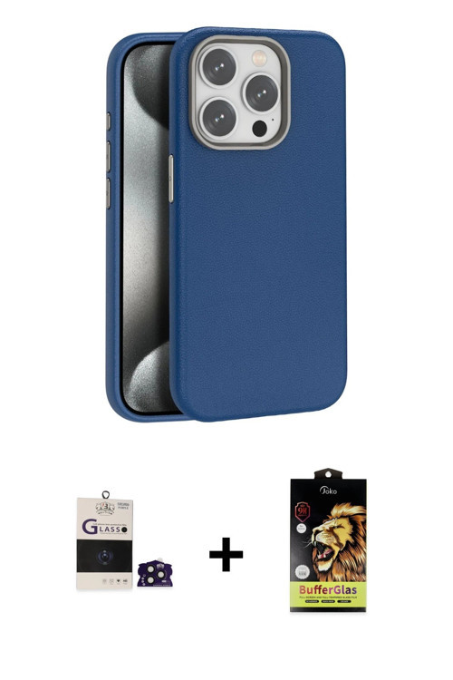 ieg™ iPhone 14 Pro Max Kılıf Zirve Modern Prime - Siyah Buffer Cam Ekran Koruyucu + Derin Mor Bilvis