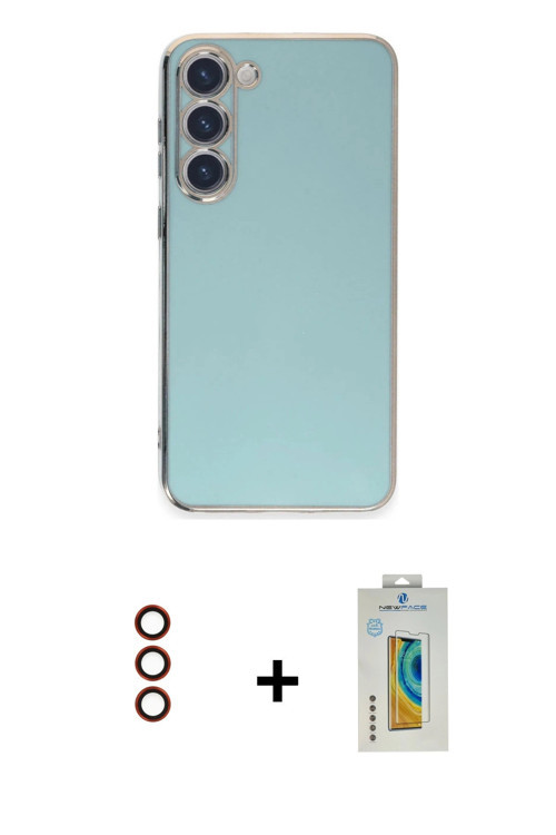 ieg™ Galaxy S23 Kılıf Yankı Serisi - Şeffaf Polymer Nano Ekran Koruyucu + Kırmızı Metal Kamera Lens