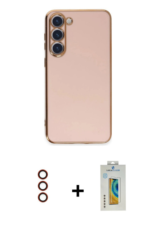 ieg™ Galaxy S23 Kılıf Yankı Serisi - Şeffaf Polymer Nano Ekran Koruyucu + Kırmızı Metal Kamera Lens