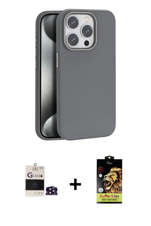 ieg™ iPhone 14 Pro Max Kılıf Zirve Modern Prime - Siyah Buffer Cam Ekran Koruyucu + Derin Mor Bilvis