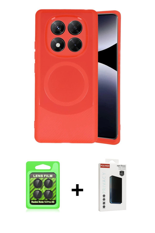 ieg™ Redmi Note 14 Pro 4G Kılıf Ufuk Serisi - Şeffaf Hayalet Polymer Nano Ekran Koruyucu + Siyah Raz