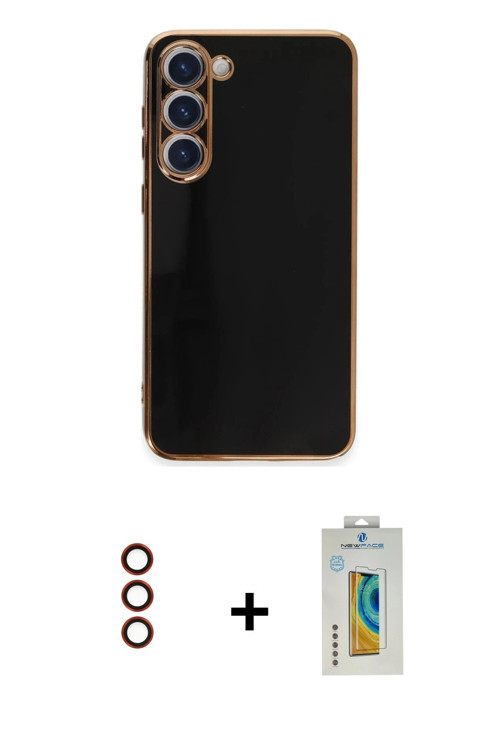 ieg™ Galaxy S23 Kılıf Yankı Serisi - Şeffaf Polymer Nano Ekran Koruyucu + Kırmızı Metal Kamera Lens