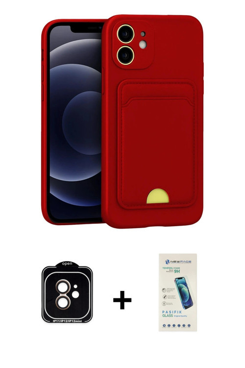 ieg™ iPhone 11 Kılıf Vadi Çizgi Prime - Şeffaf Pasifik Cam Ekran Koruyucu + Turuncu PVD Metal Kamera